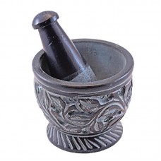 3"x2.5" Carved Flower Soapstone Mortar &...