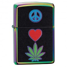 Zippo Lighter - Peace, Love, Pot - Spectrum Finish