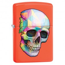 Zippo Lighter - Geometric Skull - Neon Orange