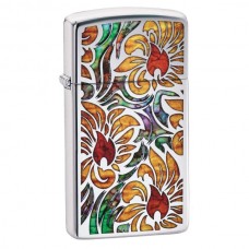Zippo Lighter - Fusion Floral - Slim / Polished Ch...