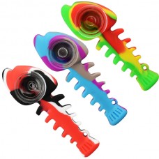 Fishbone Silicone Hand Pipe - 4.3" | Assorted Colors