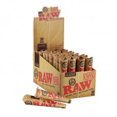 32pk Raw Kingsize Unrefined Cone Papers (3 Wraps p...